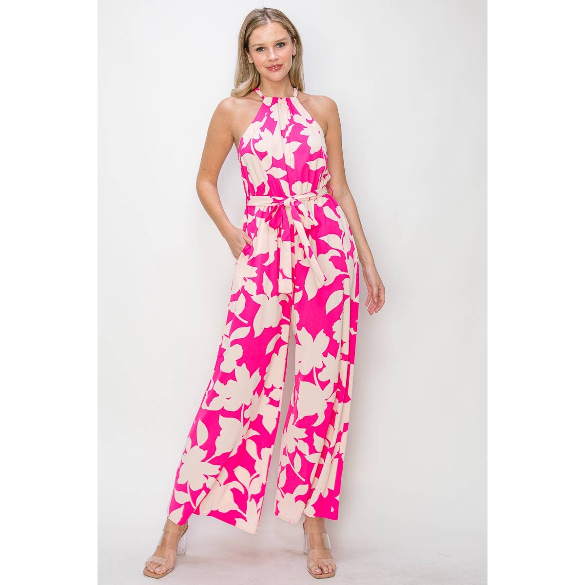Jumpsuits, Shop Yen US Jumpsuits, Palm Beach Floral Halter Jumpsuit, Pink Floral Jumpsuit