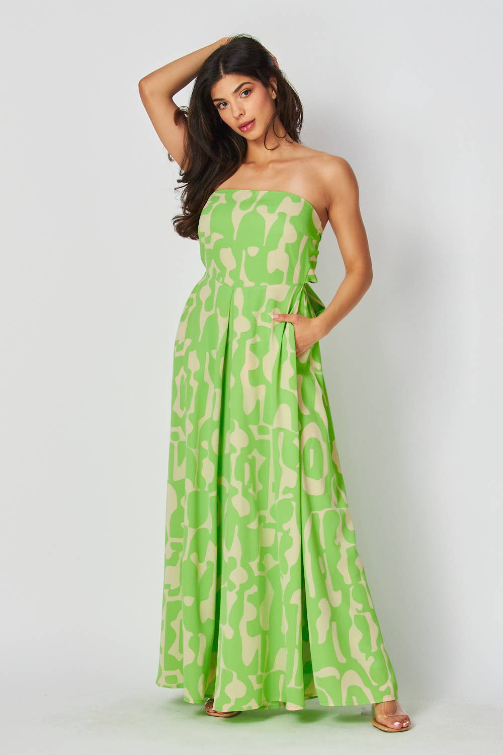 Flourish Wide Leg Back Tie Jumpsuit Lime