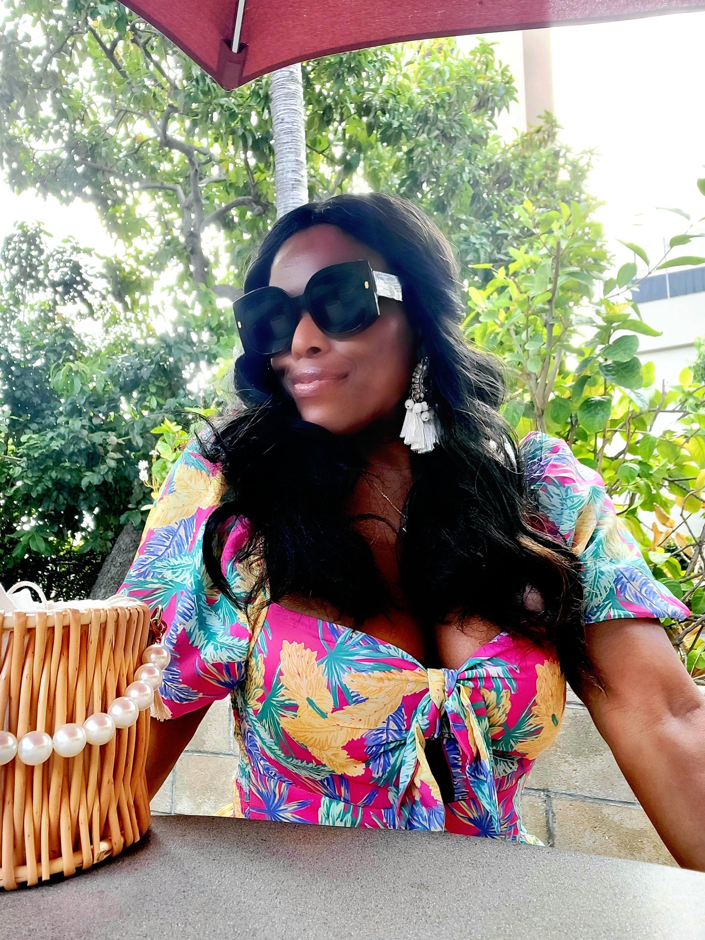 Pink Paradise Puff Sleeve Printed Romper