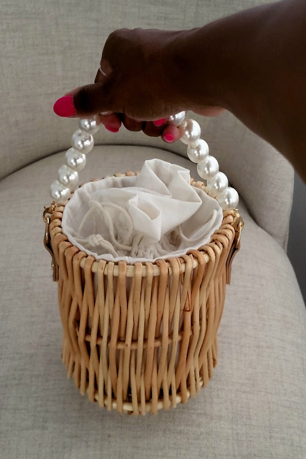 Pearl Handle Basket Bag