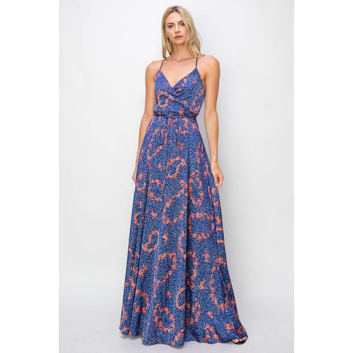 Alyssa Paisley Satin Maxi Dress