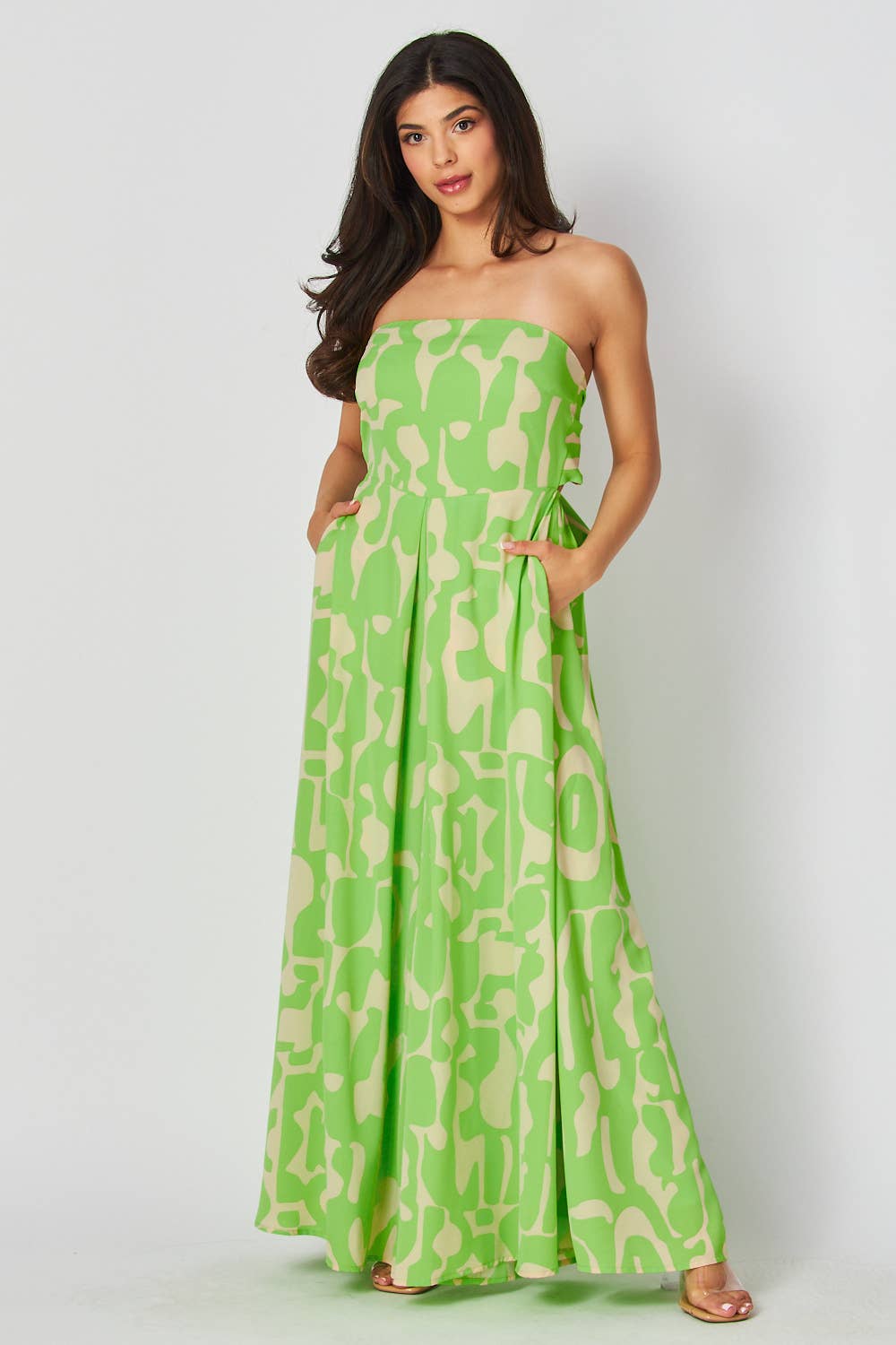 Flourish Wide Leg Back Tie Jumpsuit Lime