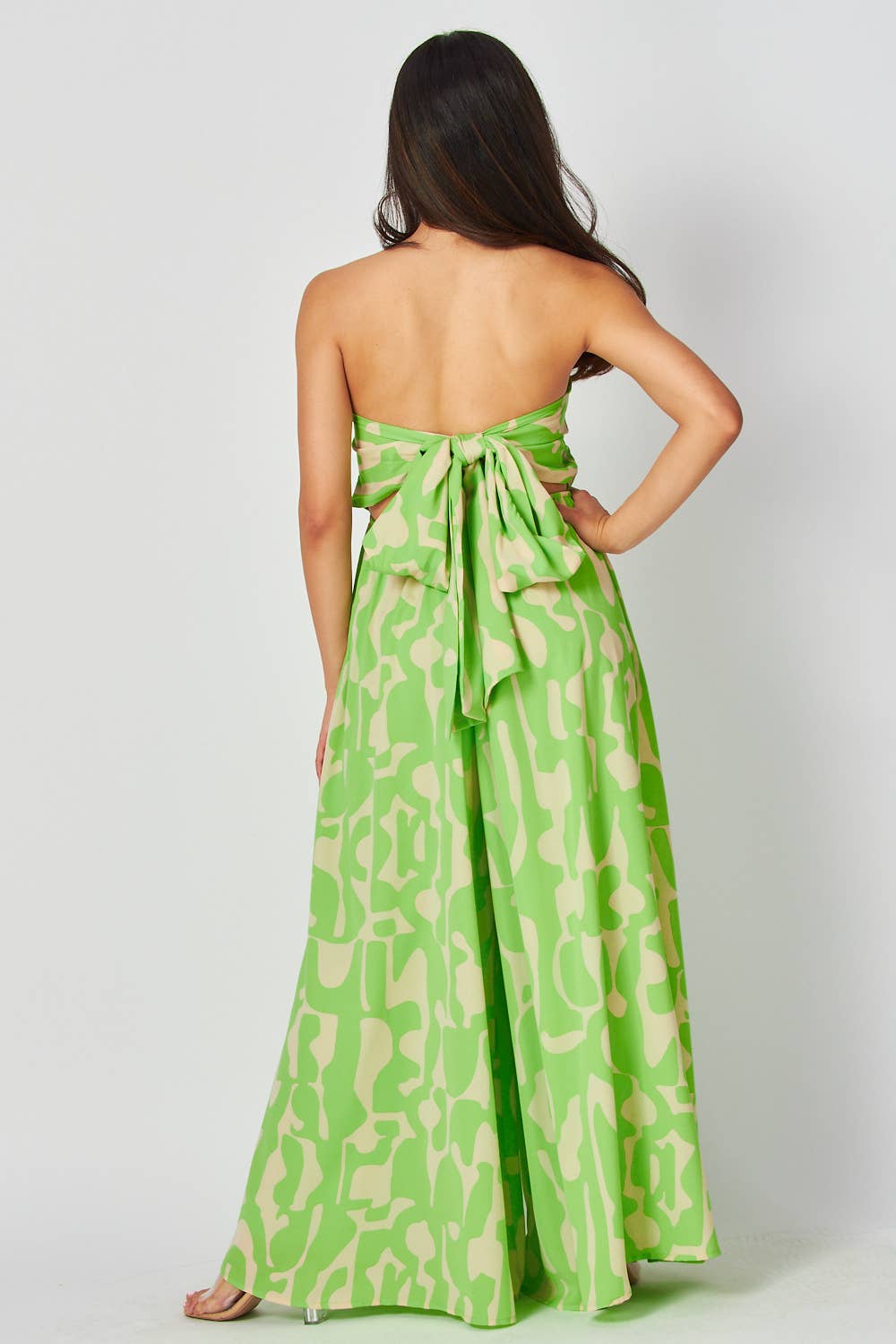 Flourish Wide Leg Back Tie Jumpsuit Lime