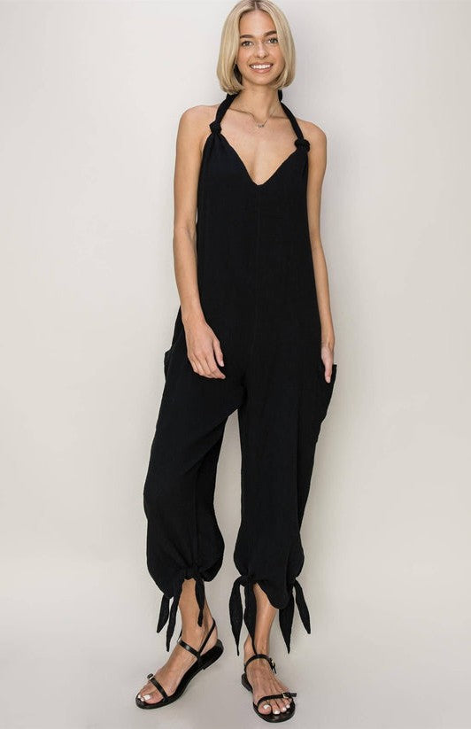 Blake V Neck Gauze Halter Jumpsuit