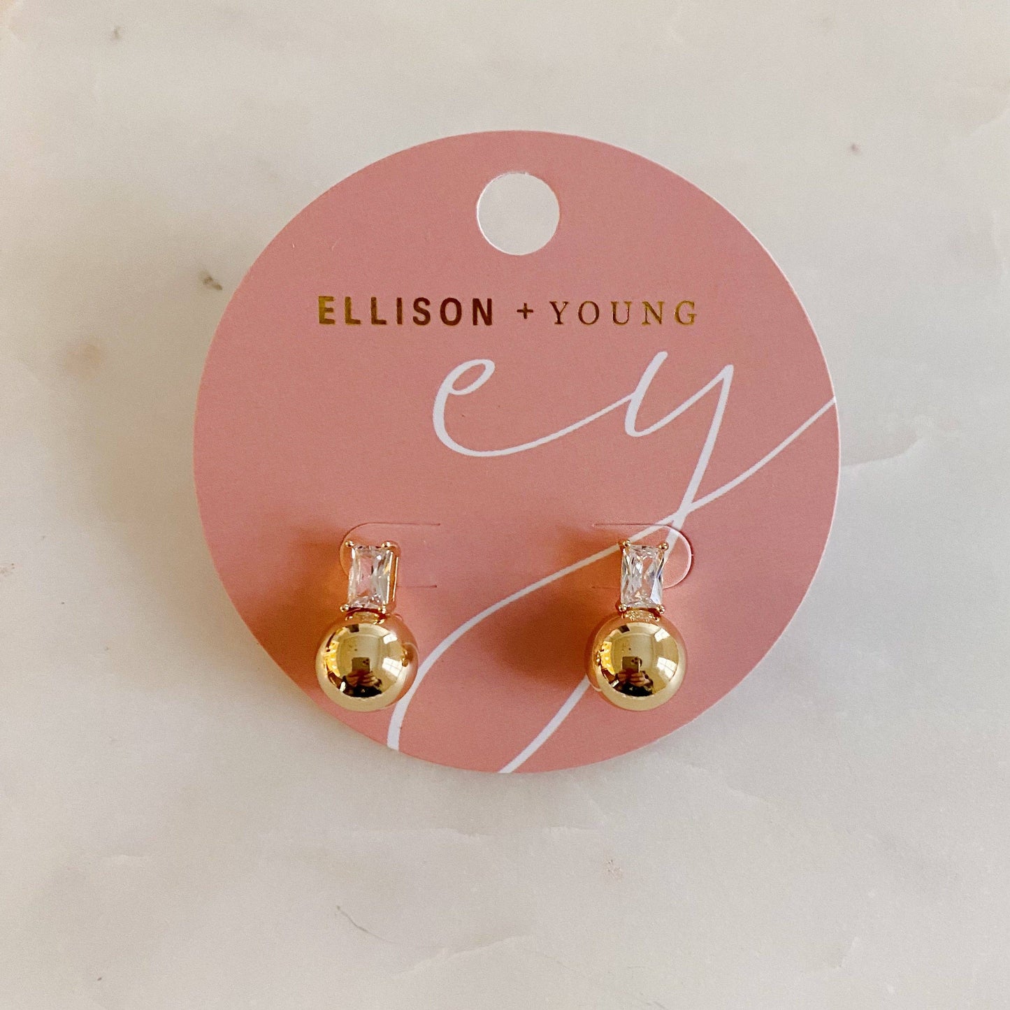 Bianca Golden Ball CZ Stud Earrings