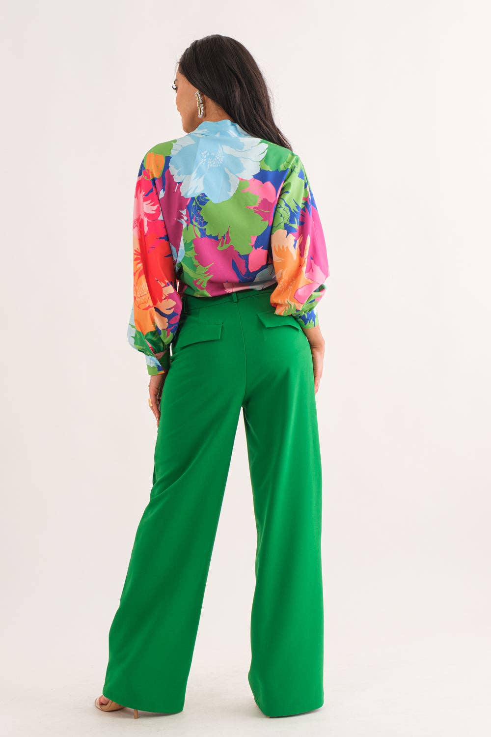 Fancy Blooms Collared Long Sleeve Top