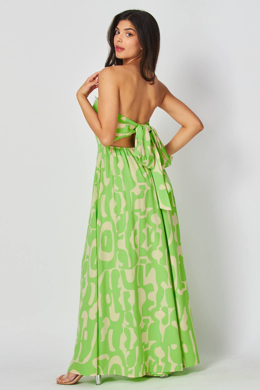 Flourish Wide Leg Back Tie Jumpsuit Lime