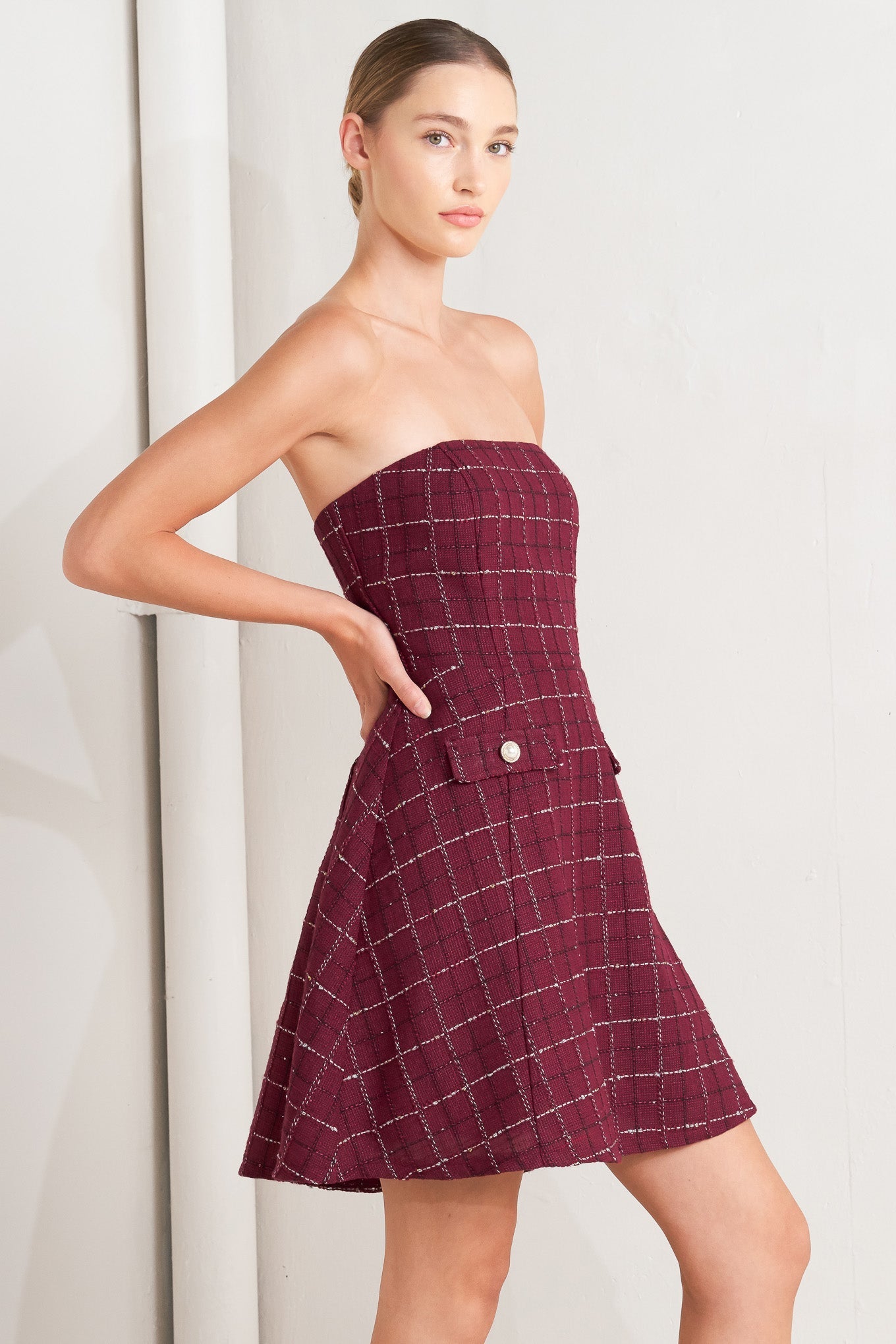 CALL IT LOVE PLAID WOVEN MINI DRESS