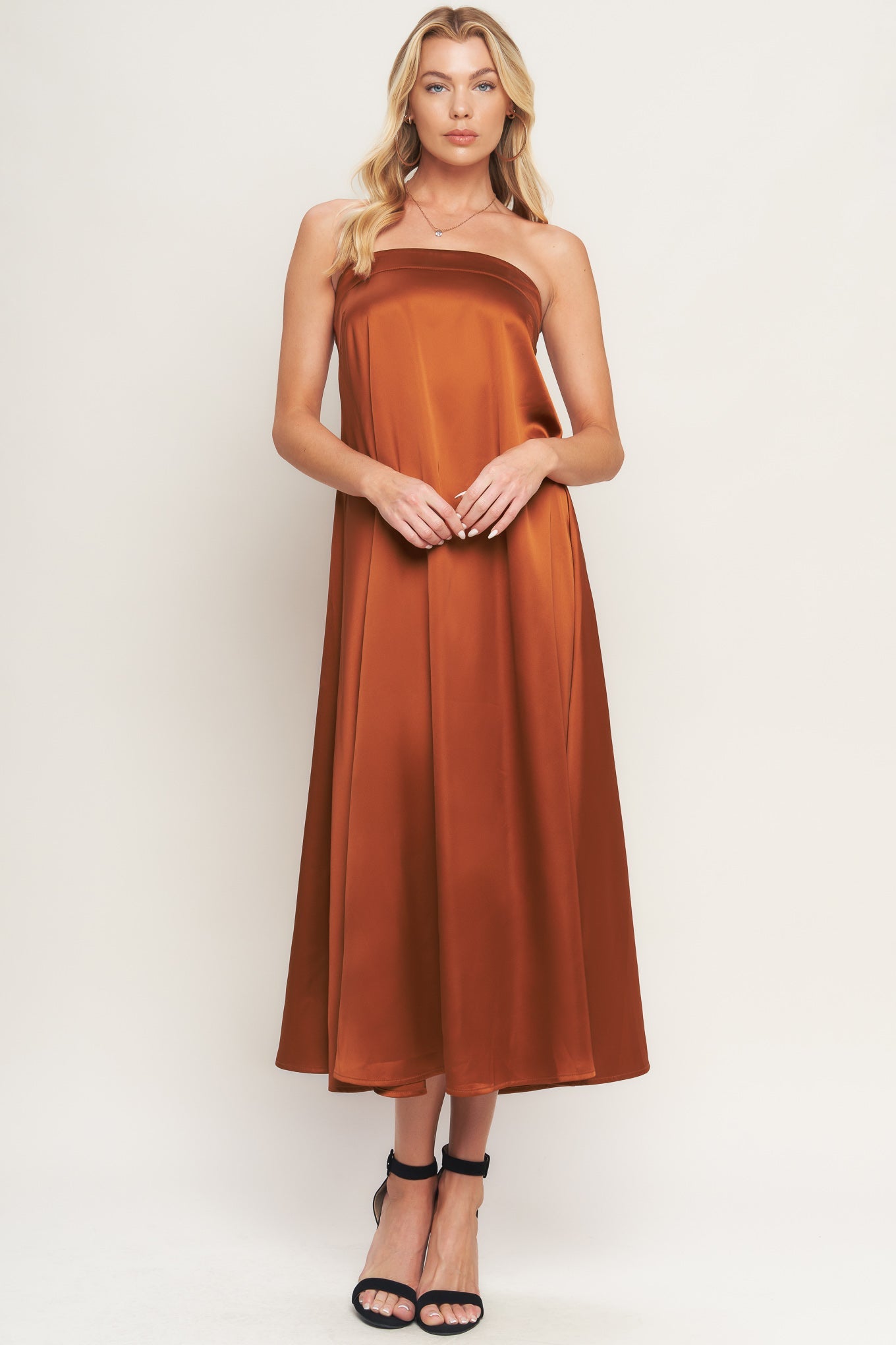 VIVIANNE ELEGANT SATIN MIDI DRESS