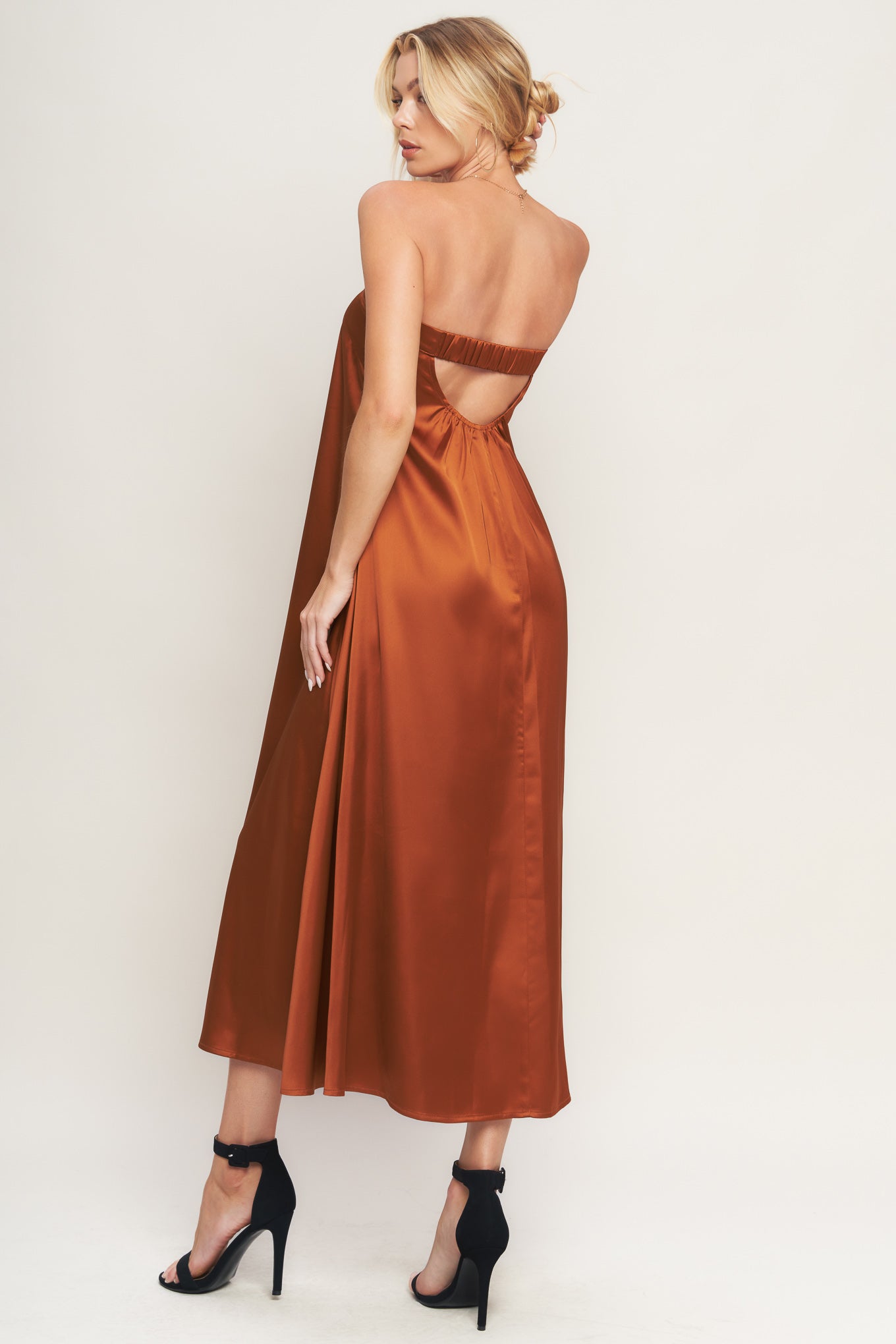 VIVIANNE ELEGANT SATIN MIDI DRESS