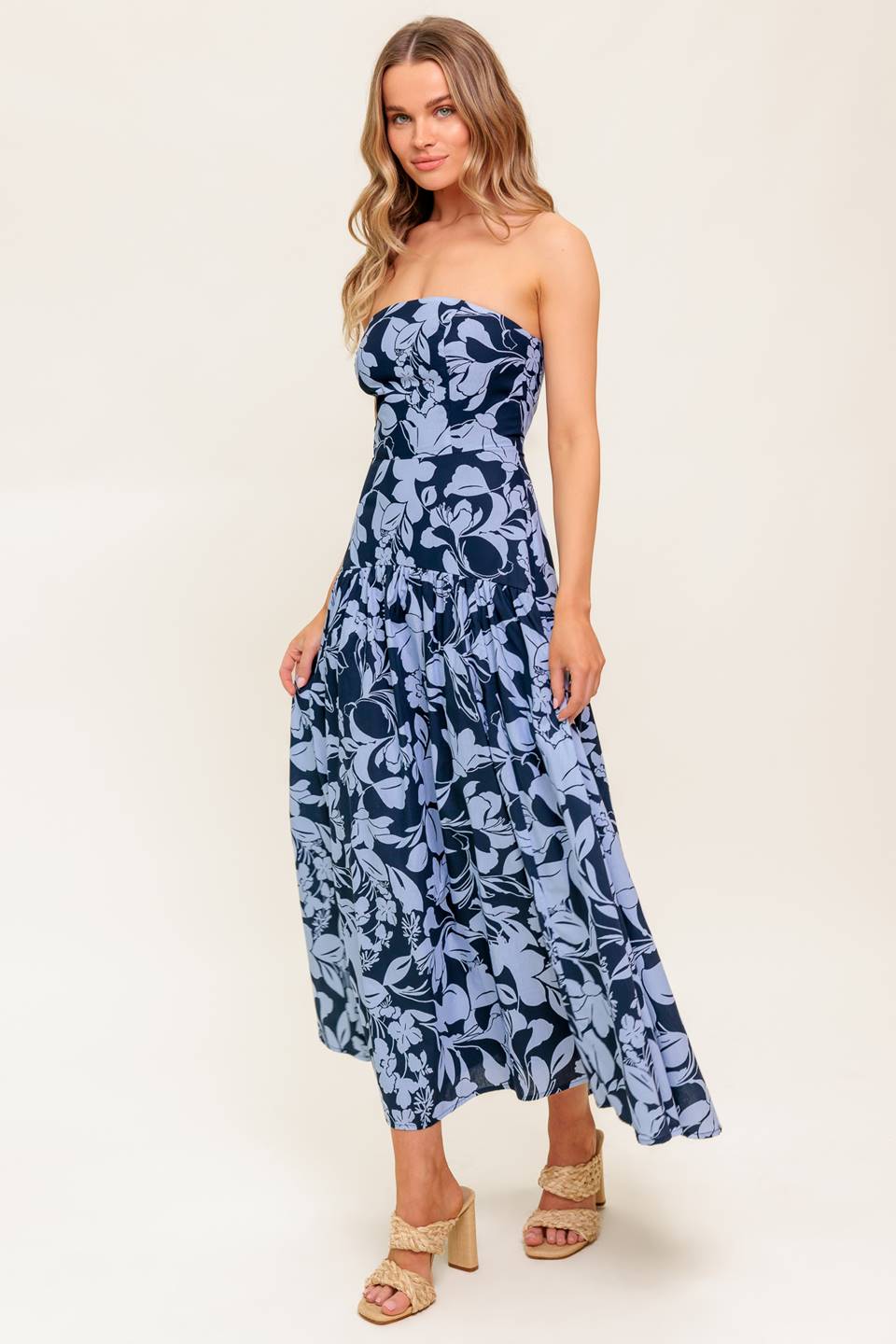 SMILES ARE CONTAGIOUS WOVEN MIDI DRESS