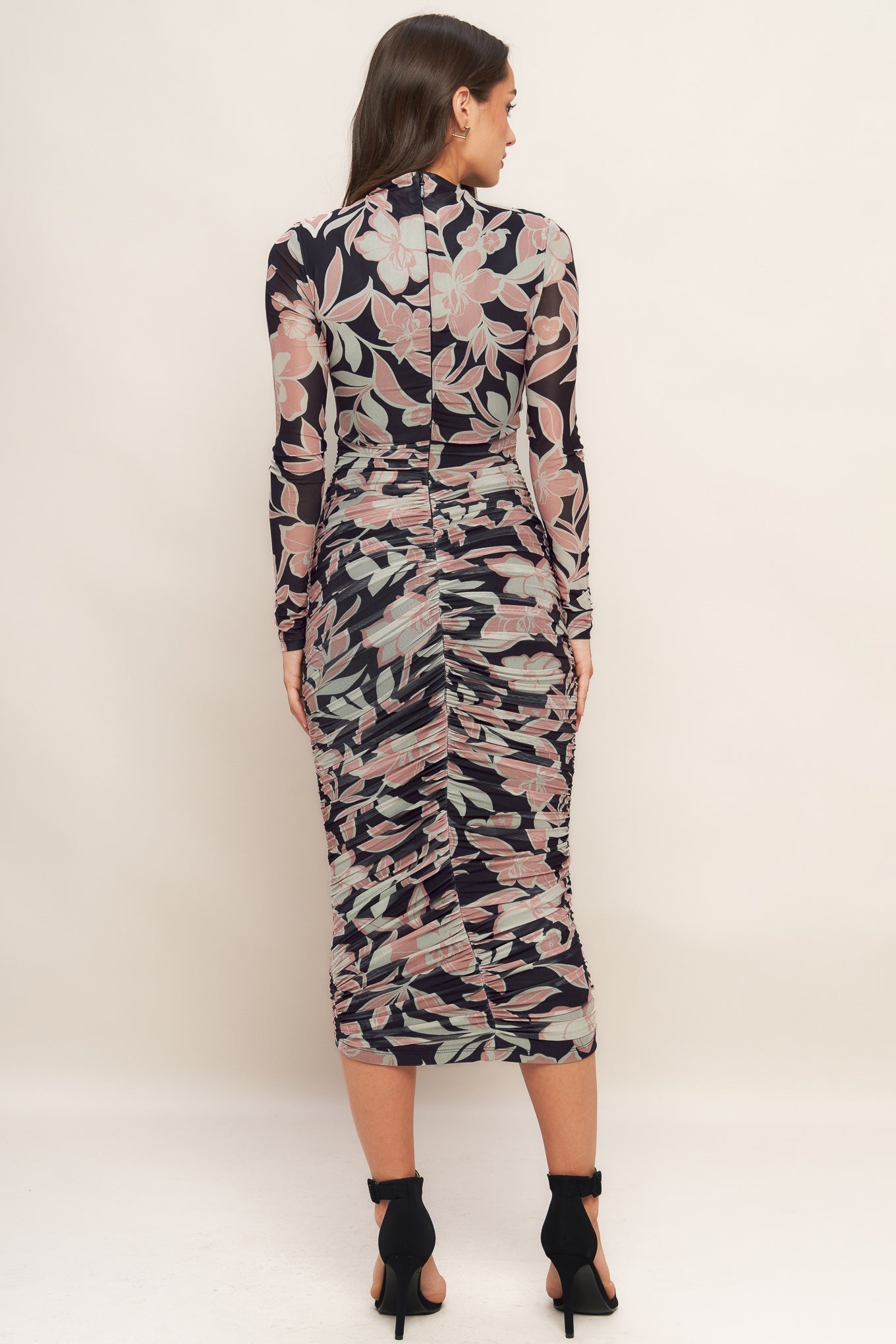 LIFE IS LOVELY MUTED ROMANCE POWER MESH MIDI DRESS