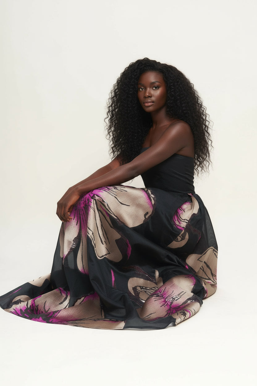 GILDED FLOWER WOVEN MAXI DRESS