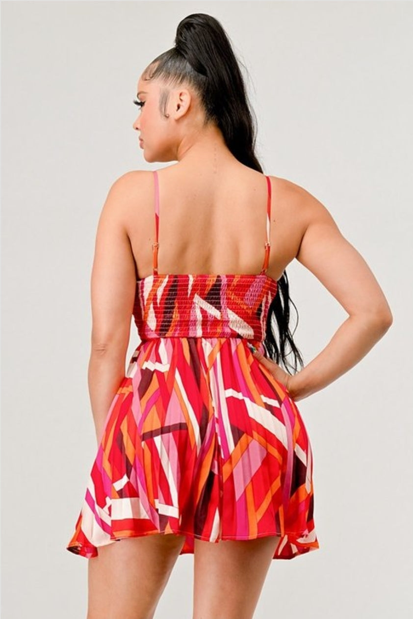 Eddy Geo Print Pleated Mini Dress