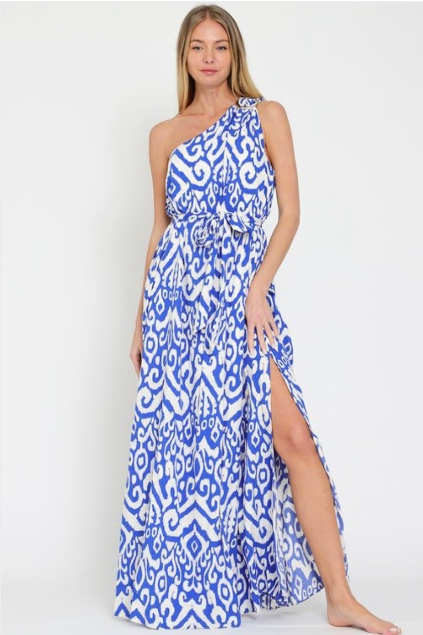 Lost Island One Shoulder Printed Maxi Dress