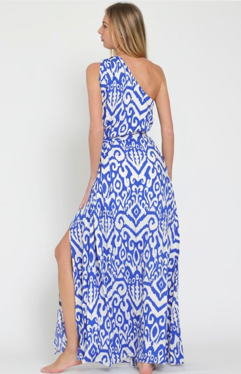 Lost Island One Shoulder Printed Maxi Dress