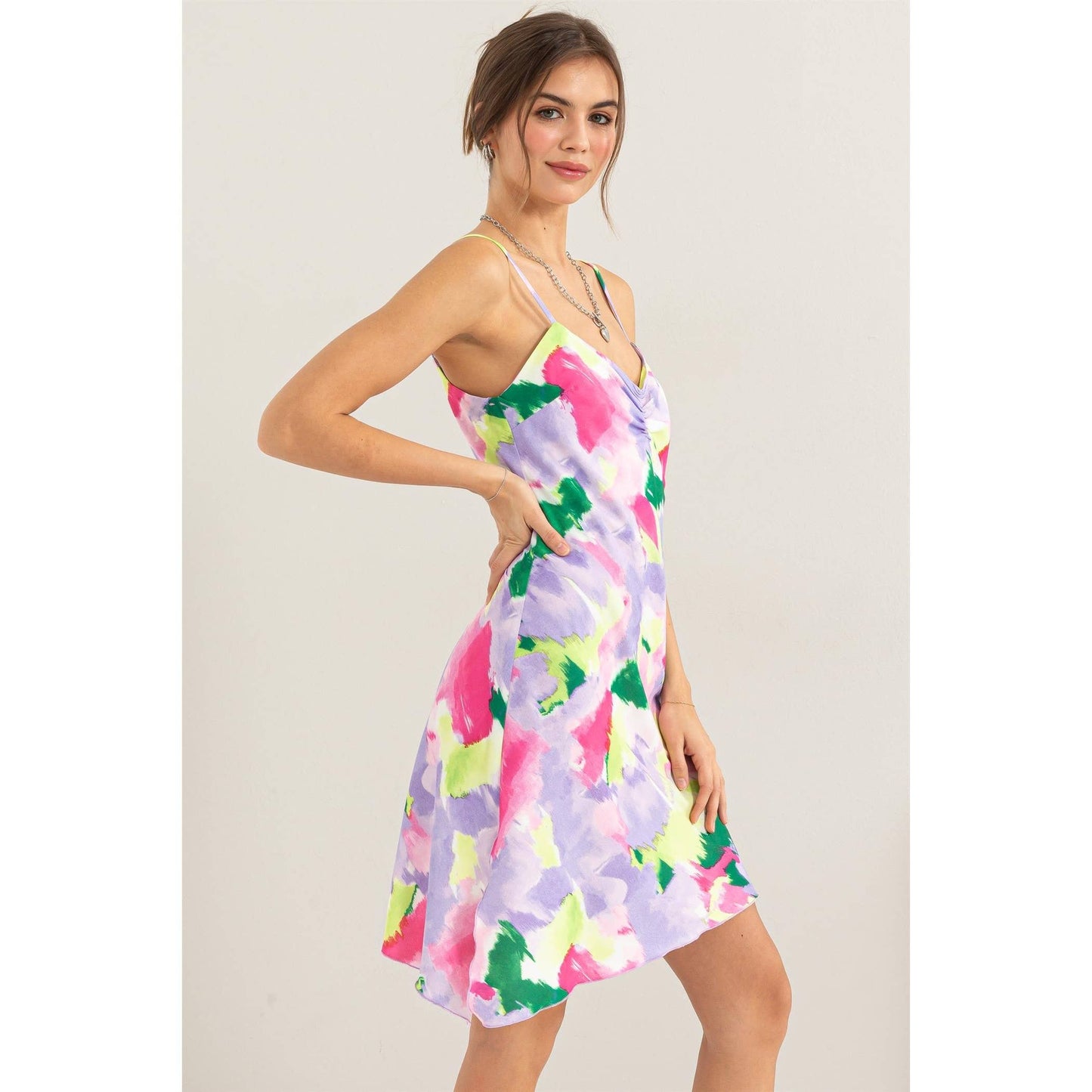 Gillian Tye Dye Asymmetrical Hem Dress Lavender