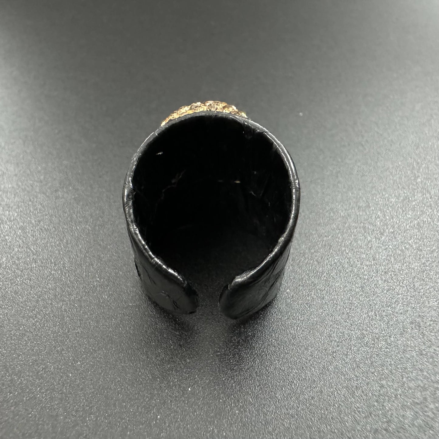 Irregular Mother Of Pearll Rhinestone Leather Rings