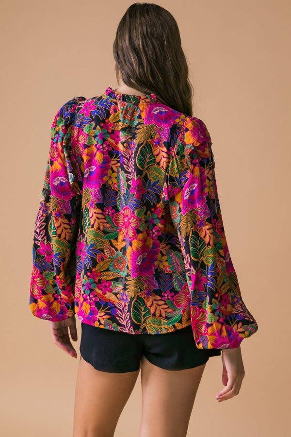 Brynn Tie Floral Print Top