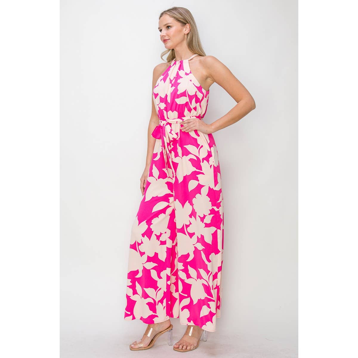 Jumpsuits, Shop Yen US Jumpsuits, Palm Beach Floral Halter Jumpsuit, Pink Floral Jumpsuit