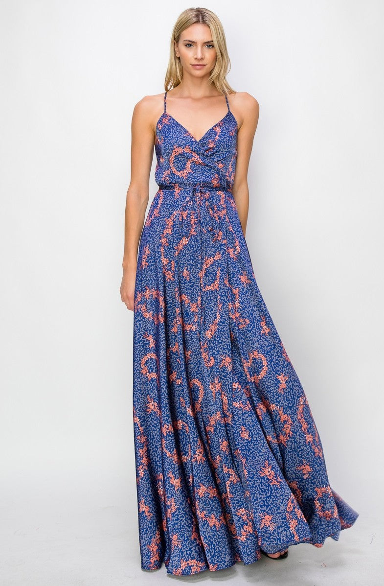 Alyssa Paisley Satin Maxi Dress