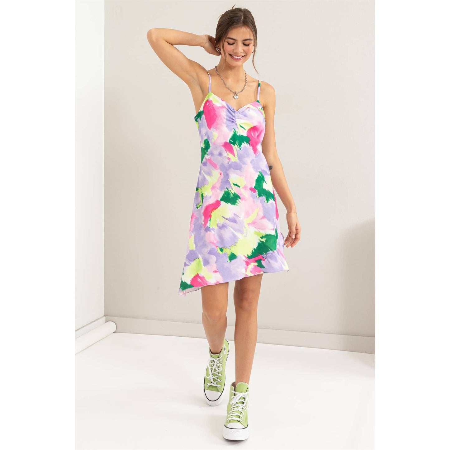 Gillian Tye Dye Asymmetrical Hem Dress Lavender