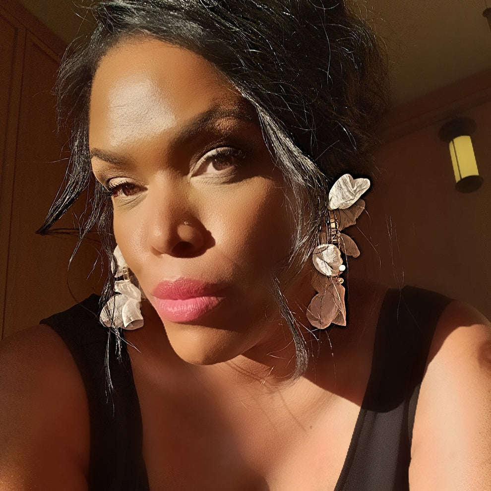 Lilly Flower and Pearl Gold Hoops