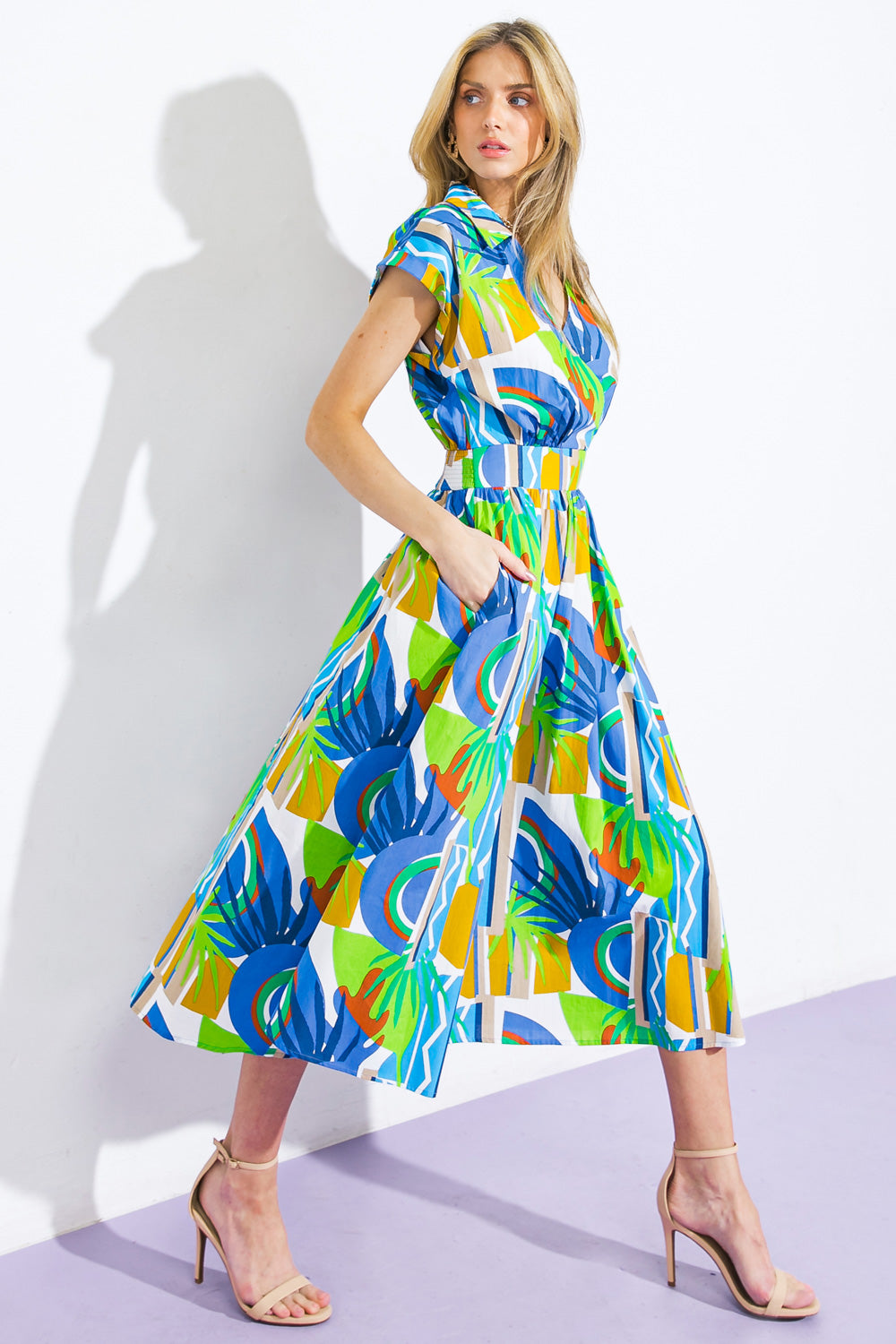 GETAWAY WOVEN MIDI DRESS