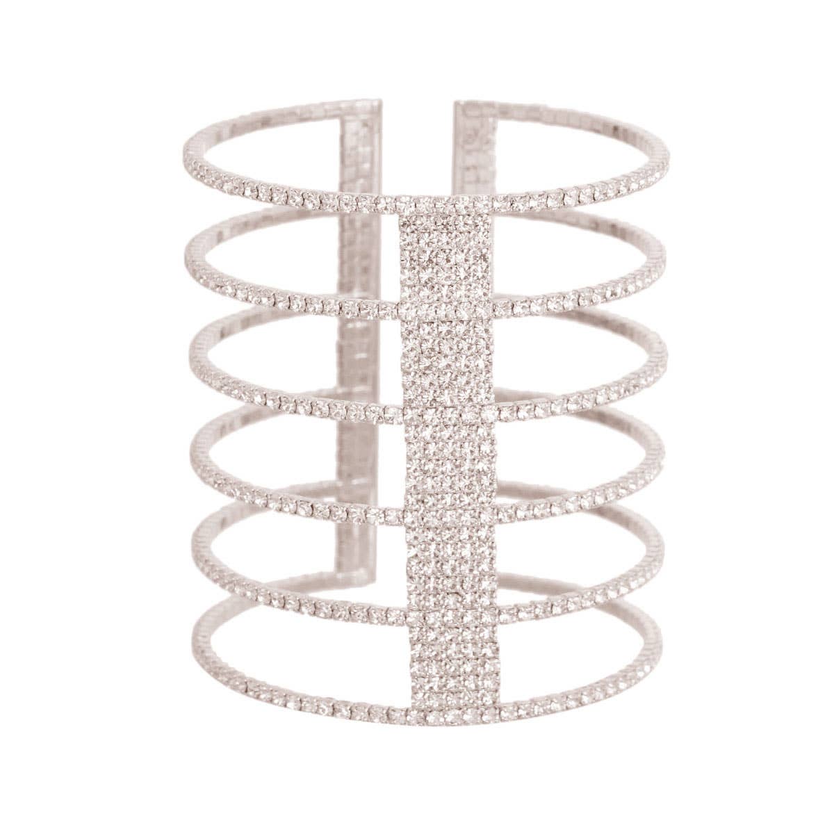 Silver Rhinestone Memory Cuff