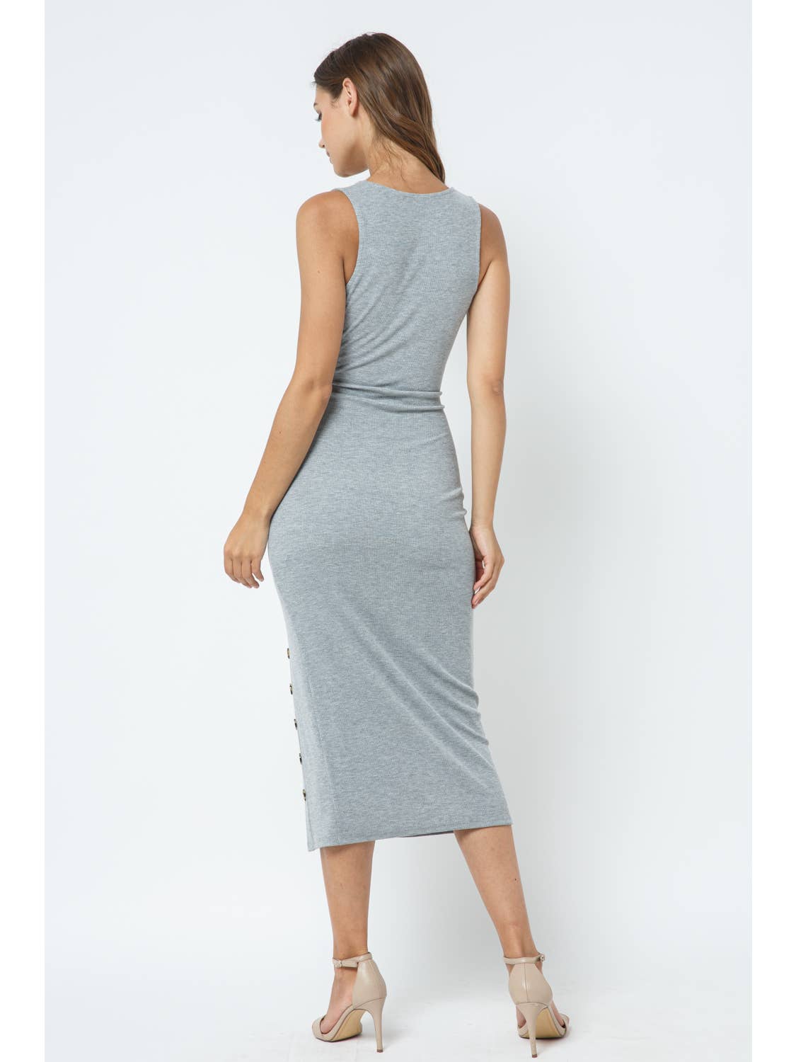 Kendra Twist Front Ribbed Midi Dress