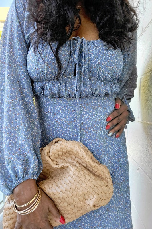 Dresses, Spring Dresses, Blue Dresses, Boho Style, Liv Boho Floral Peasant Sleeve Dress