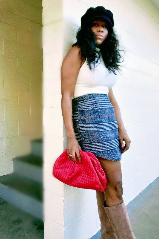 Plaid pencil skirt outlet shopping