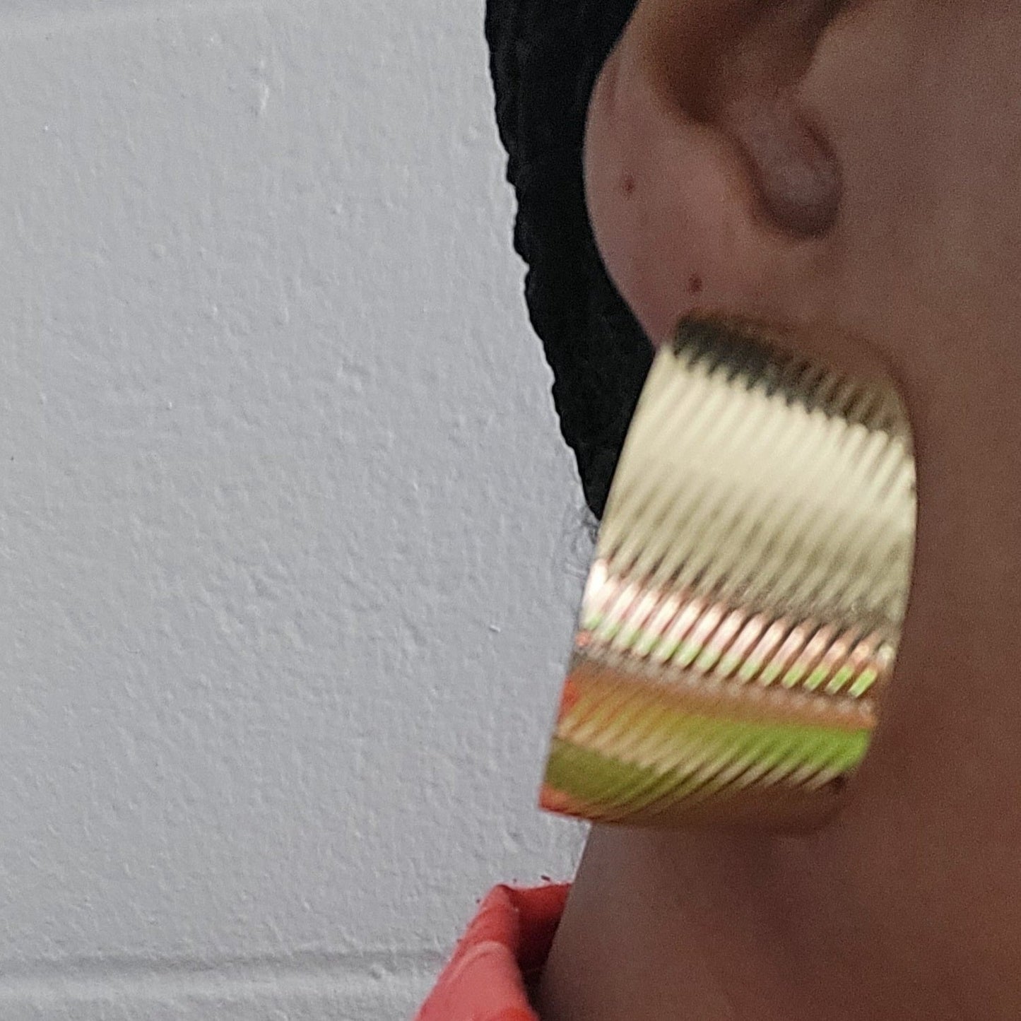 Wide Textured Gold Hoop Earrings