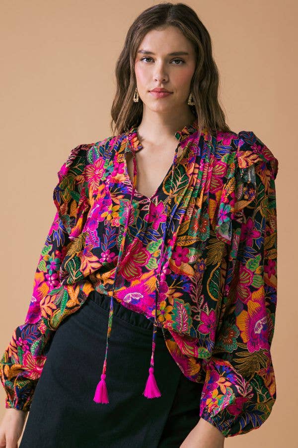 Brynn Tie Floral Print Top