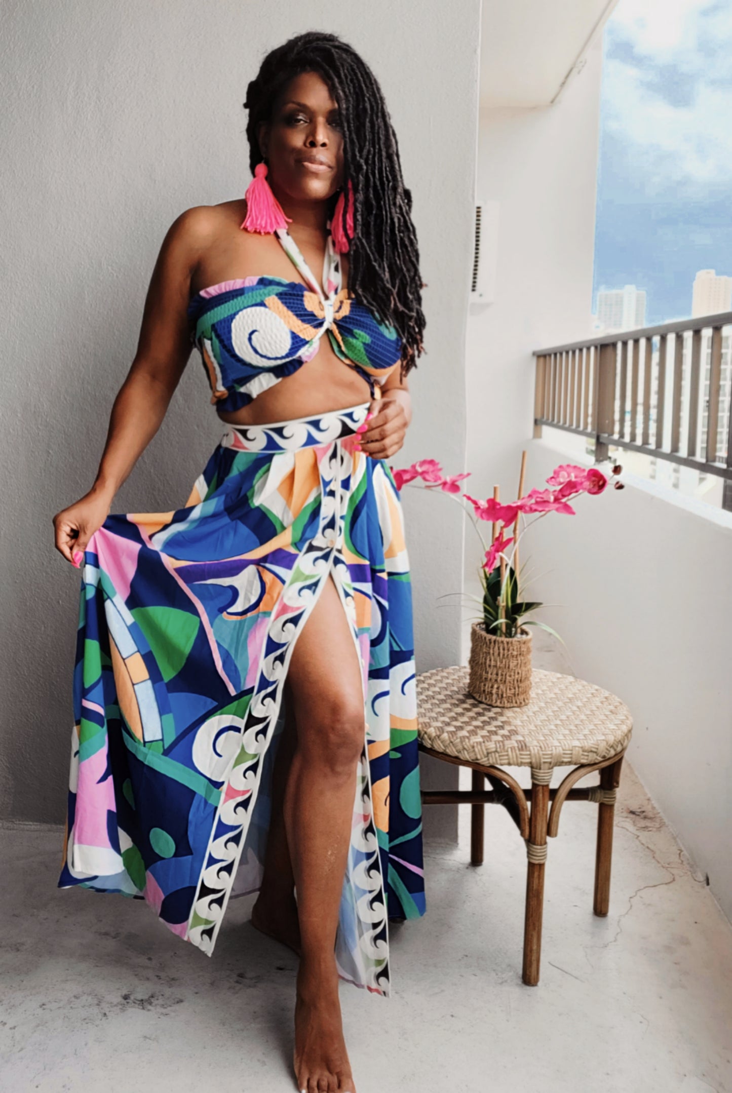 Live Your Life Printed Midi Skirt Set