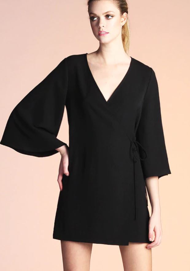 Classic Crepe Kimono Sleeve Wrap Dress Dresses Yen Store US