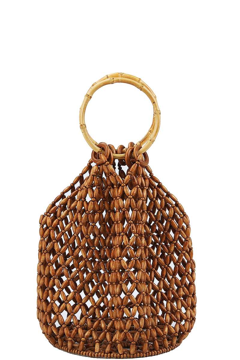 Back In Cabo Wood/Bamboo Bucket Bag handbags Yen Store US