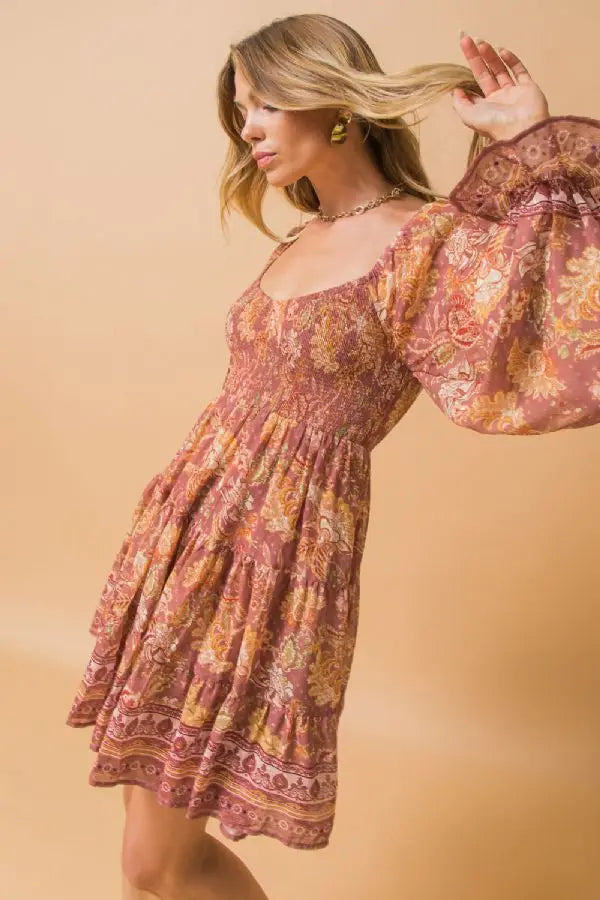 Dresses, Fall Dresses, Mini Dress, Printed Dress, Pretty Penny Victorian Sleeve Mini Dress