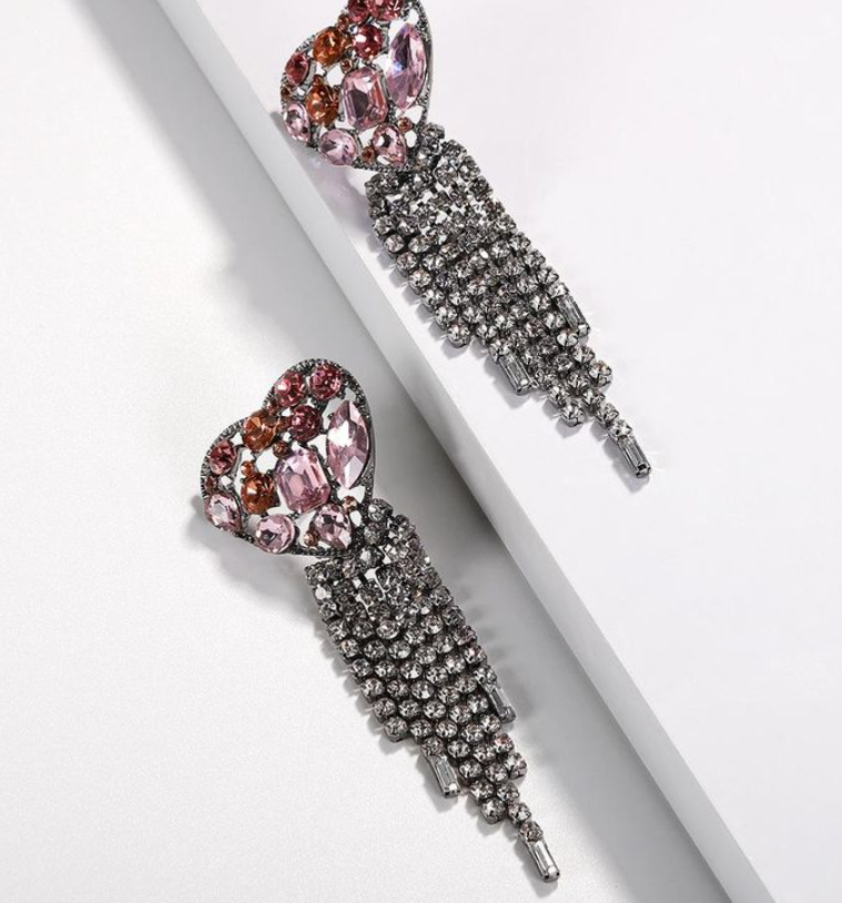 Jewelry, Earrings, Open Your Heart To Me Rhinestone Chandelier Earrings