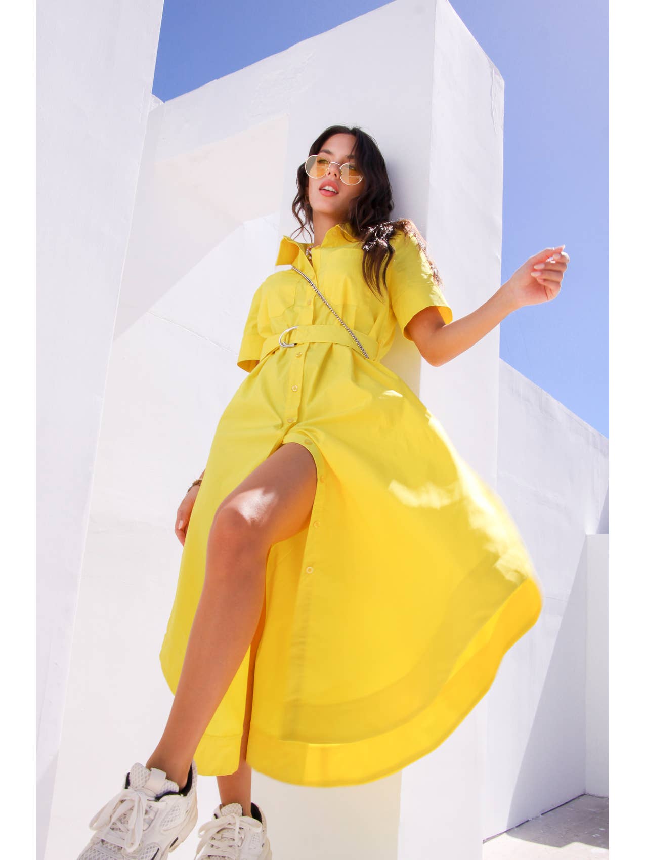 Zara yellow cheap shirt dress