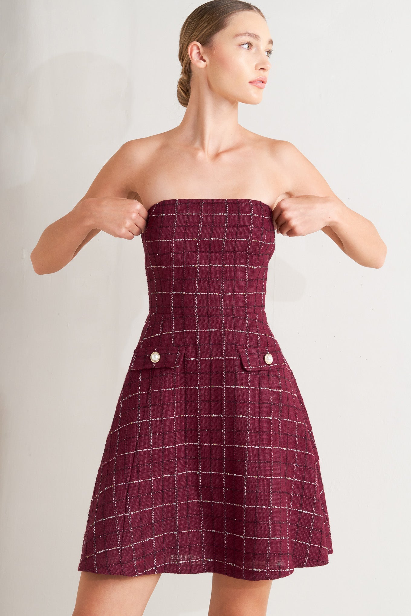CALL IT LOVE PLAID WOVEN MINI DRESS