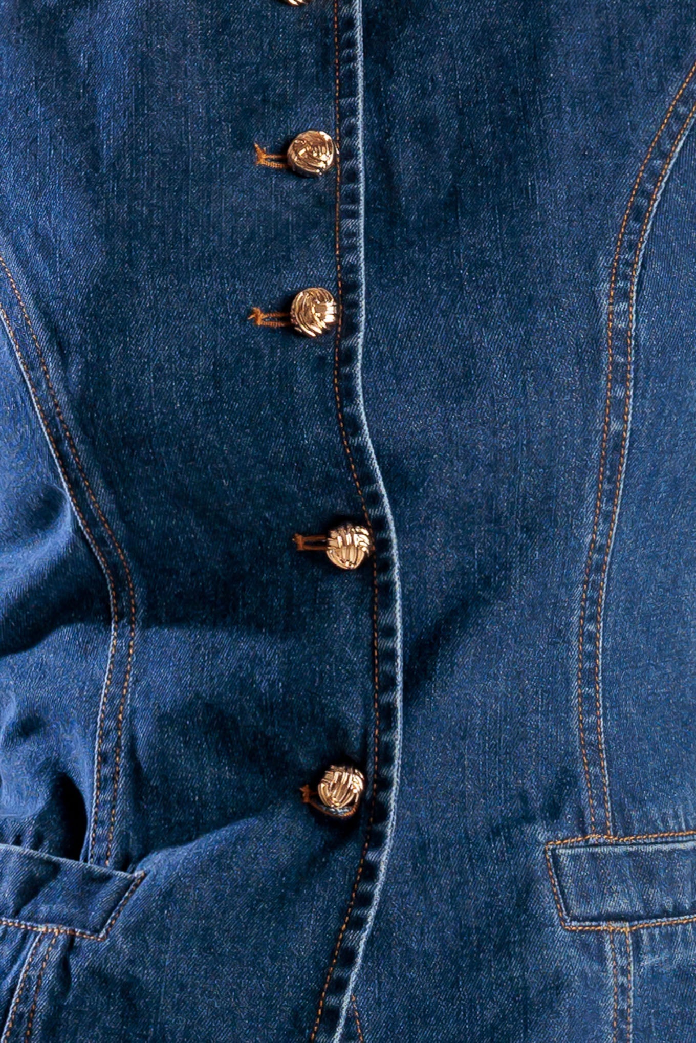 Drive In Movie Button Front Denim Vest