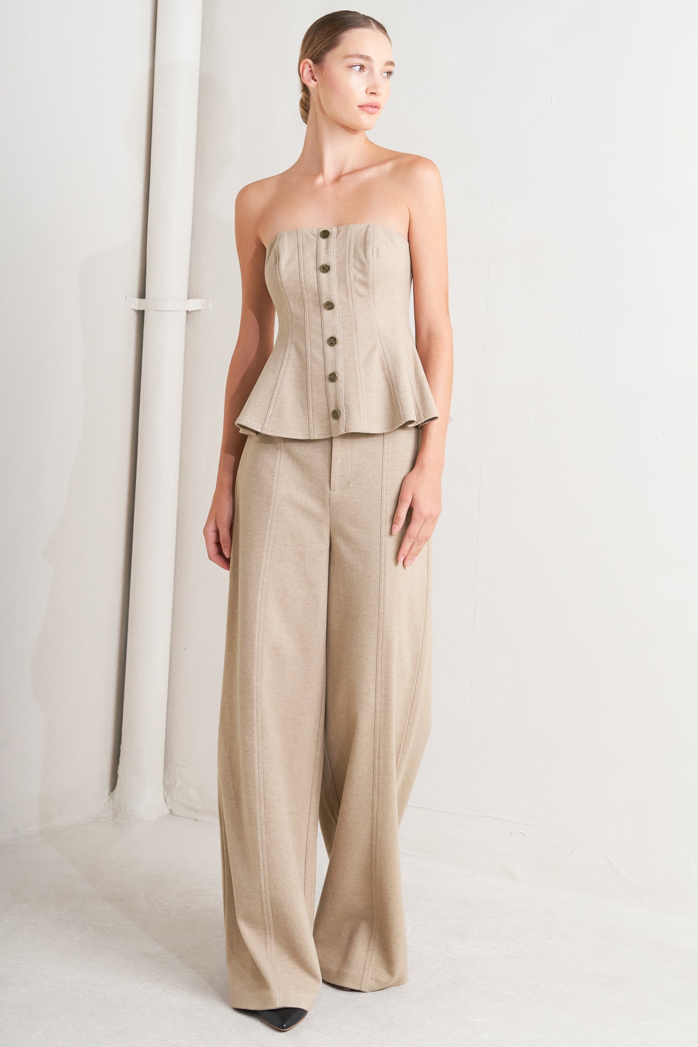 BECCA MODERN CORSET MOCHA KNIT TOP
