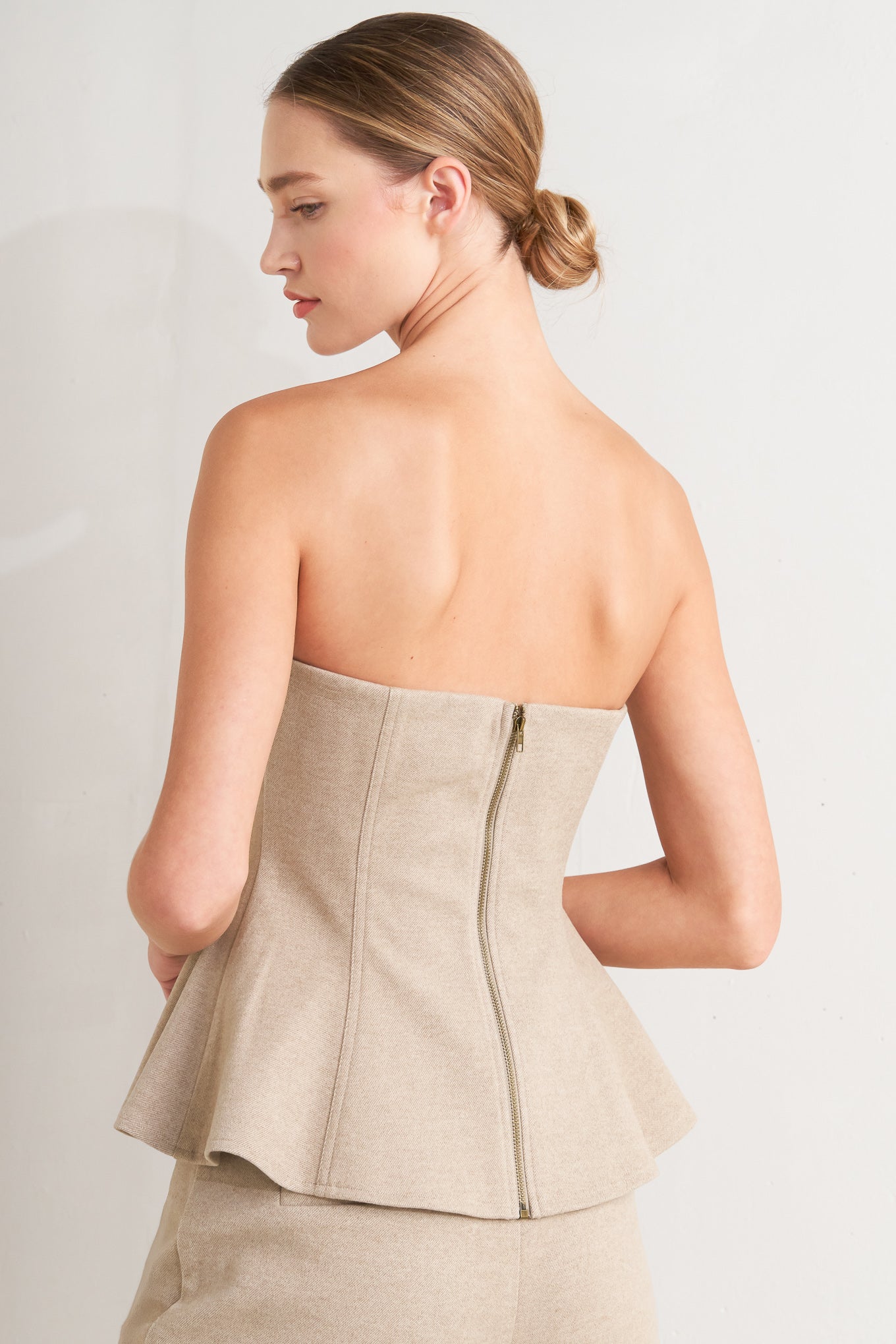 BECCA MODERN CORSET MOCHA KNIT TOP