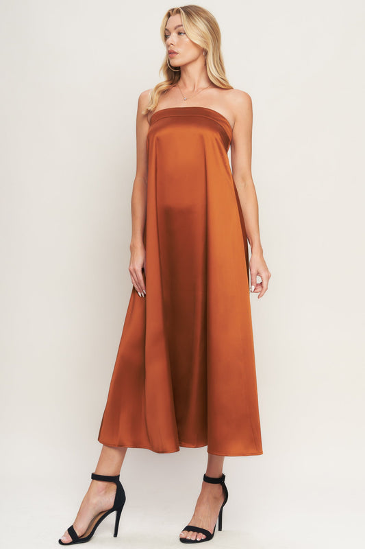 VIVIANNE ELEGANT SATIN MIDI DRESS