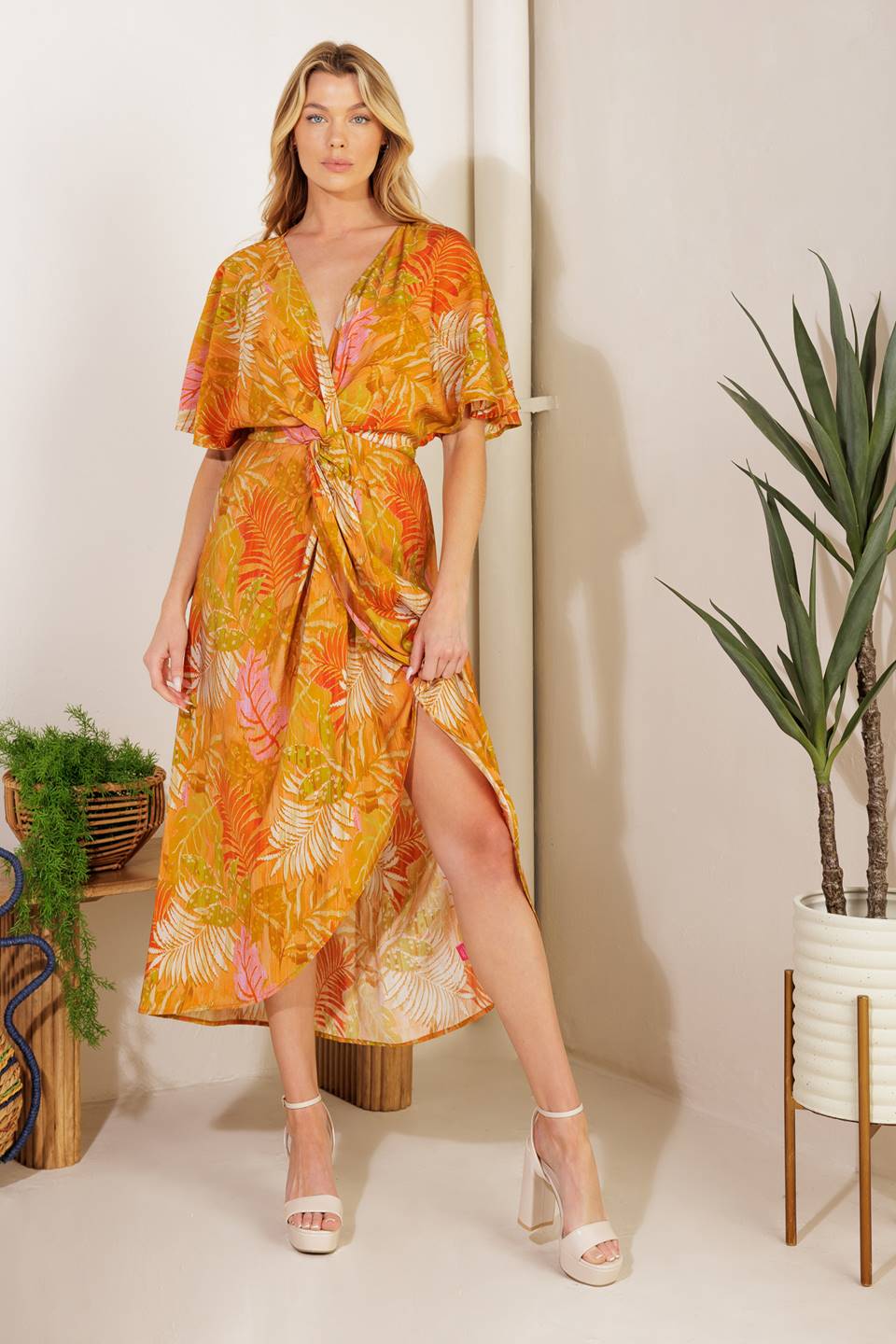 GOTTA GET AWAY WOVEN MIDI DRESS