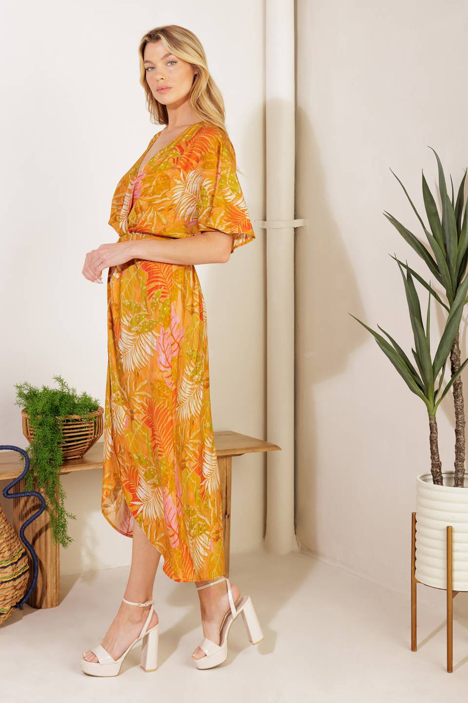 GOTTA GET AWAY WOVEN MIDI DRESS