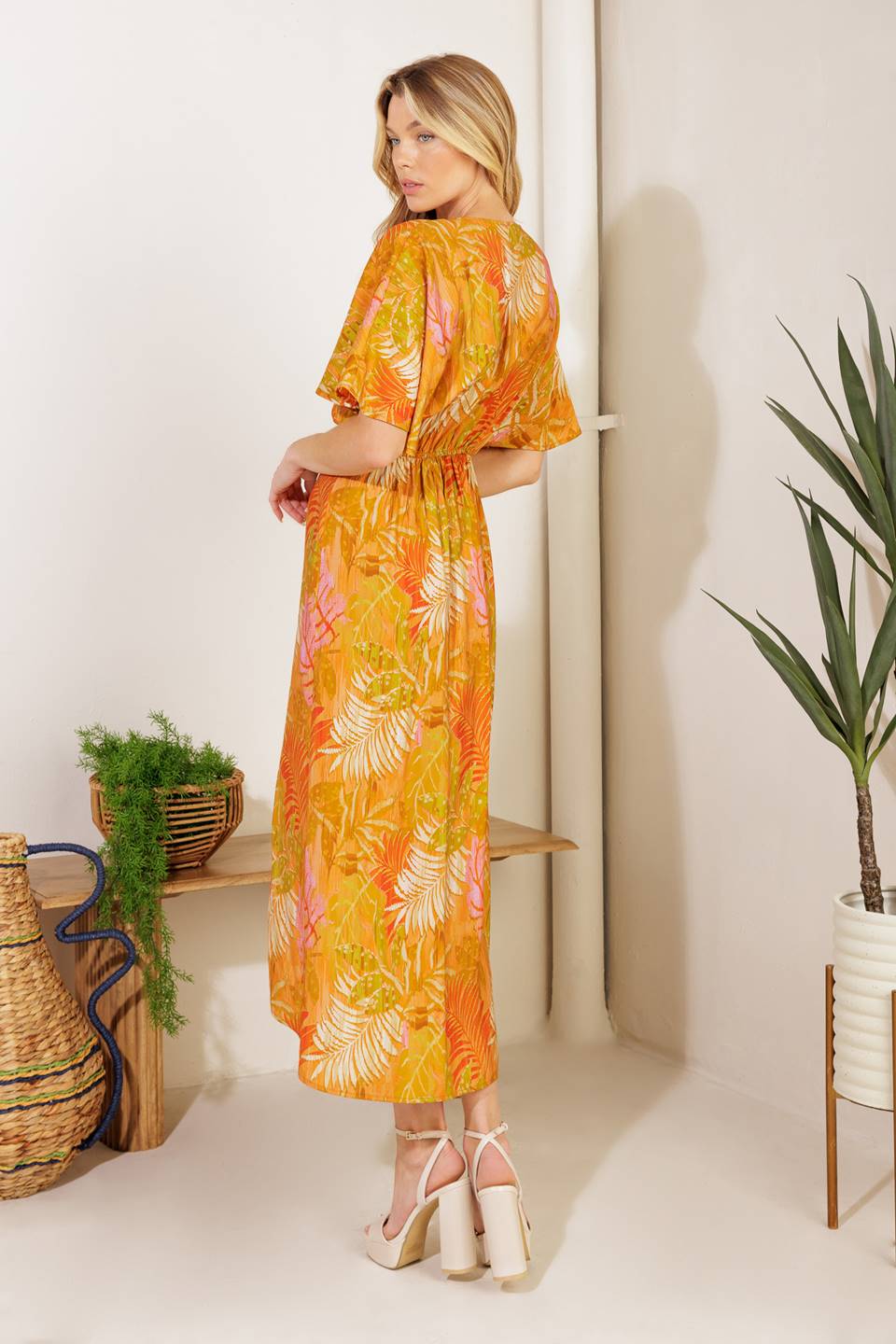 GOTTA GET AWAY WOVEN MIDI DRESS