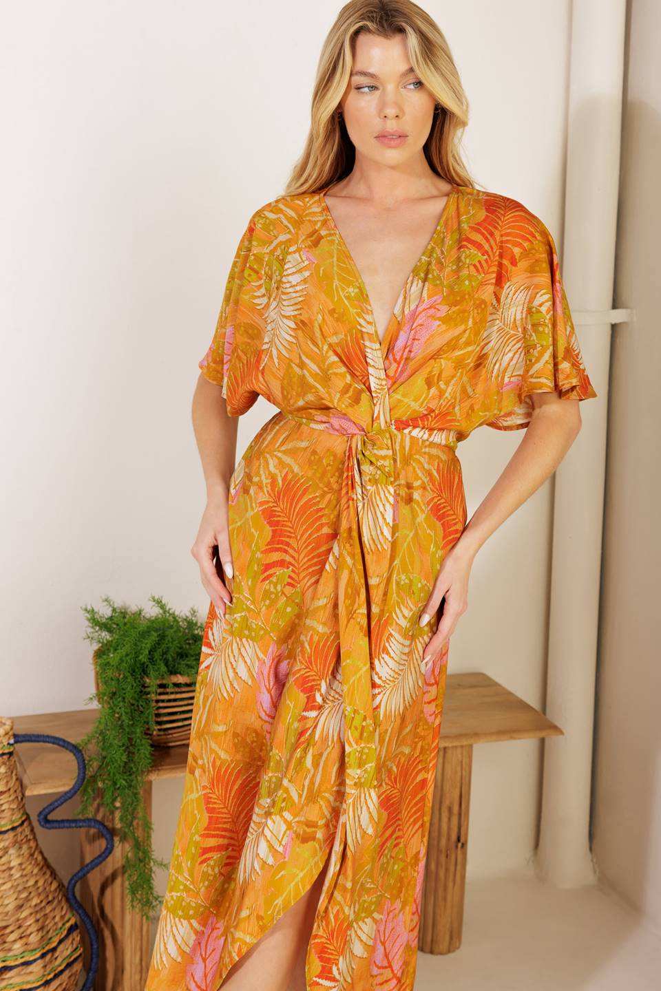 GOTTA GET AWAY WOVEN MIDI DRESS