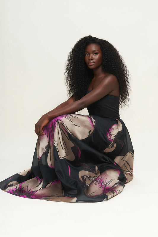 GILDED FLOWER WOVEN MAXI DRESS